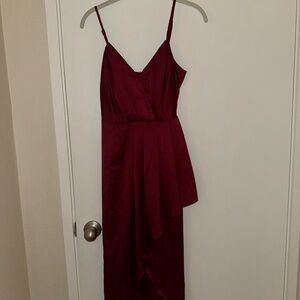 Lulu's Deep Red Asymmetrical Dress